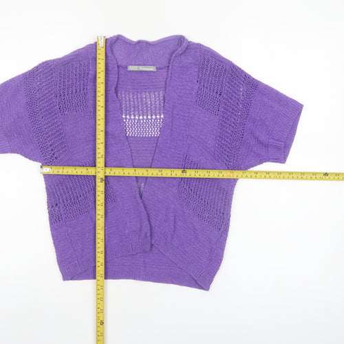 Marks and Spencer Women Purple Open Knit Short Sleeve Cardigan UK 10