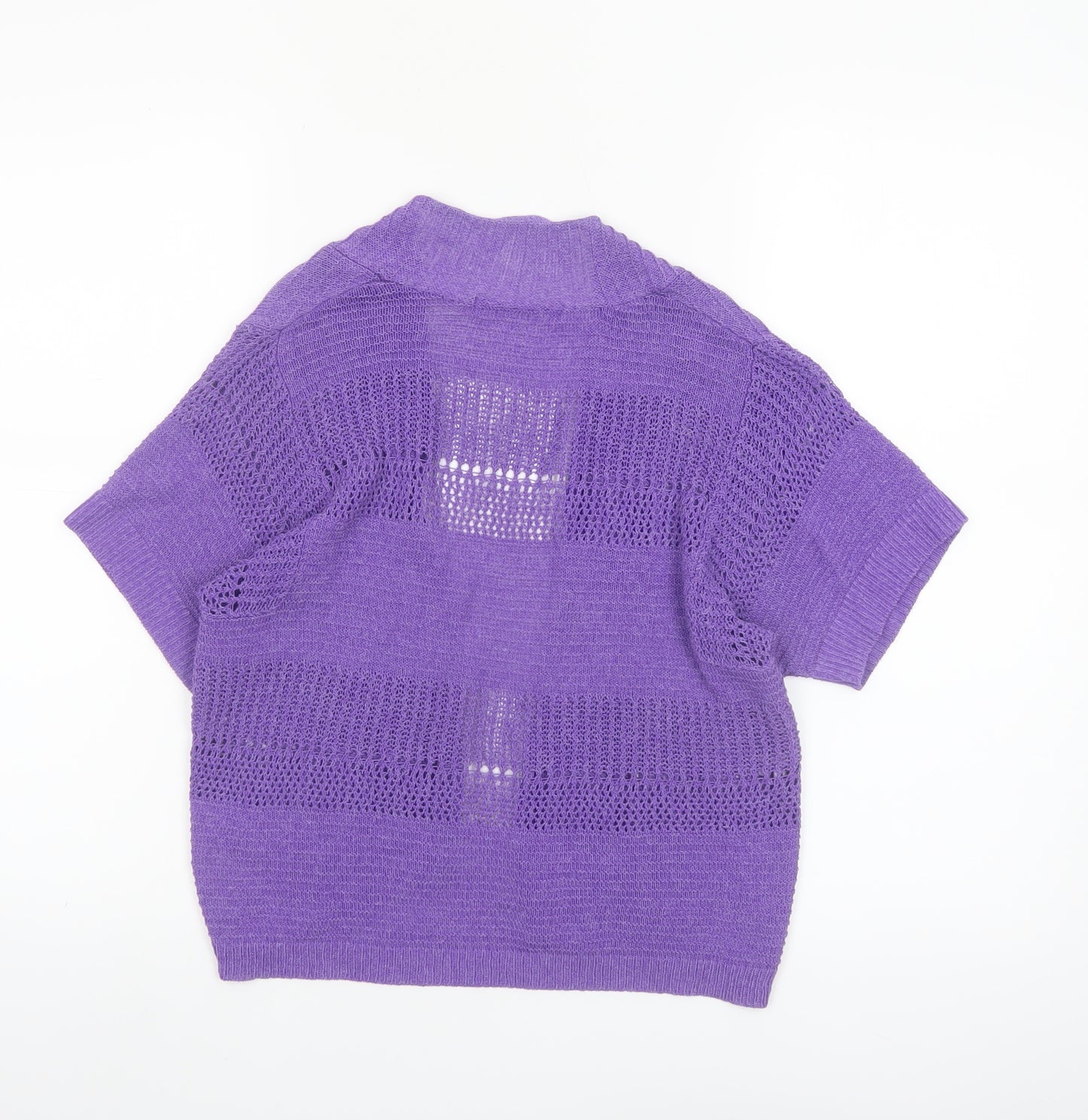 Marks and Spencer Women Purple Open Knit Short Sleeve Cardigan UK 10