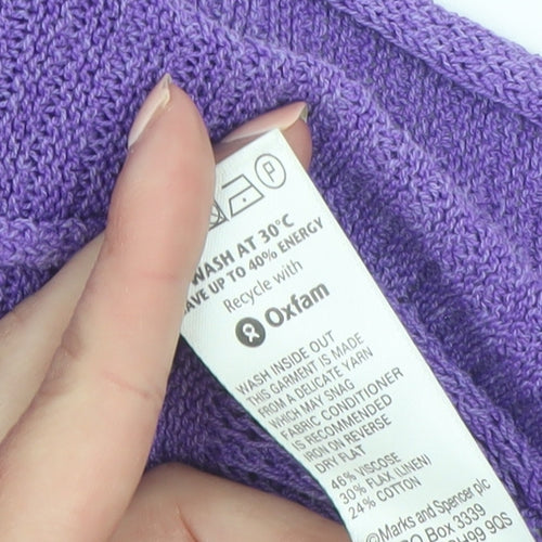 Marks and Spencer Women Purple Open Knit Short Sleeve Cardigan UK 10
