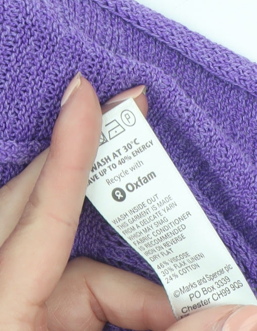 Marks and Spencer Women Purple Open Knit Short Sleeve Cardigan UK 10