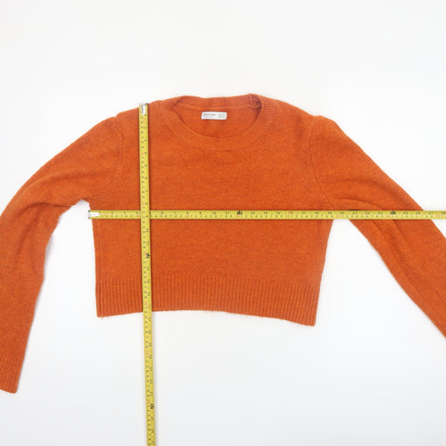 Stradivarius Womens Orange Crew Neck Knit Pullover Jumper Size 14