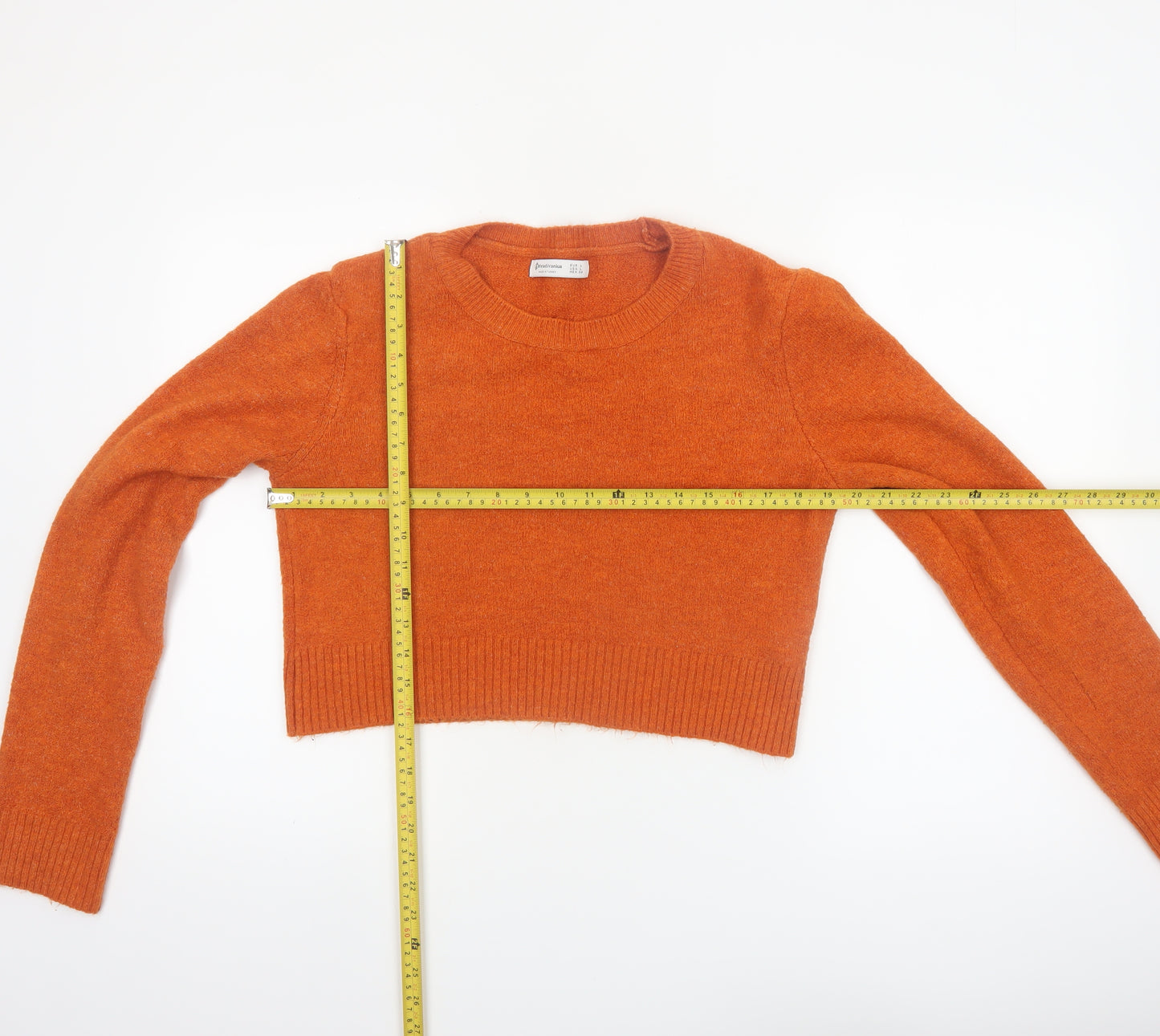 Stradivarius Womens Orange Crew Neck Knit Pullover Jumper Size 14