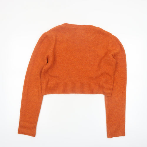 Stradivarius Womens Orange Crew Neck Knit Pullover Jumper Size 14