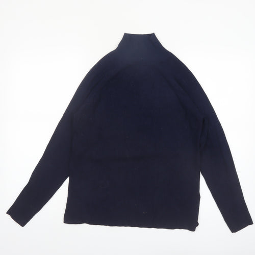 Marks and Spencer Womens Blue Size 14 Mock Neck Knit Jumper