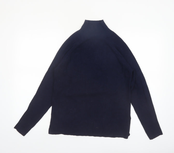Marks and Spencer Womens Blue Size 14 Mock Neck Knit Jumper
