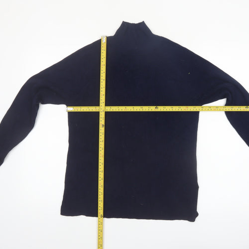 Marks and Spencer Womens Blue Size 14 Mock Neck Knit Jumper