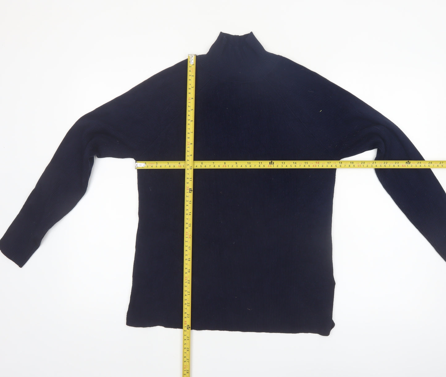 Marks and Spencer Womens Blue Size 14 Mock Neck Knit Jumper