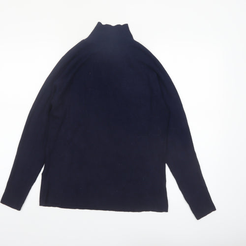 Marks and Spencer Womens Blue Size 14 Mock Neck Knit Jumper