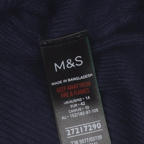 Marks and Spencer Womens Blue Size 14 Mock Neck Knit Jumper