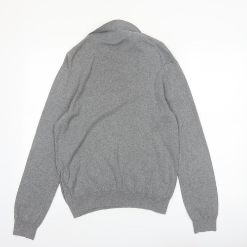 Polo Ralph Lauren Men's Grey Cotton Collared Pullover Jumper M