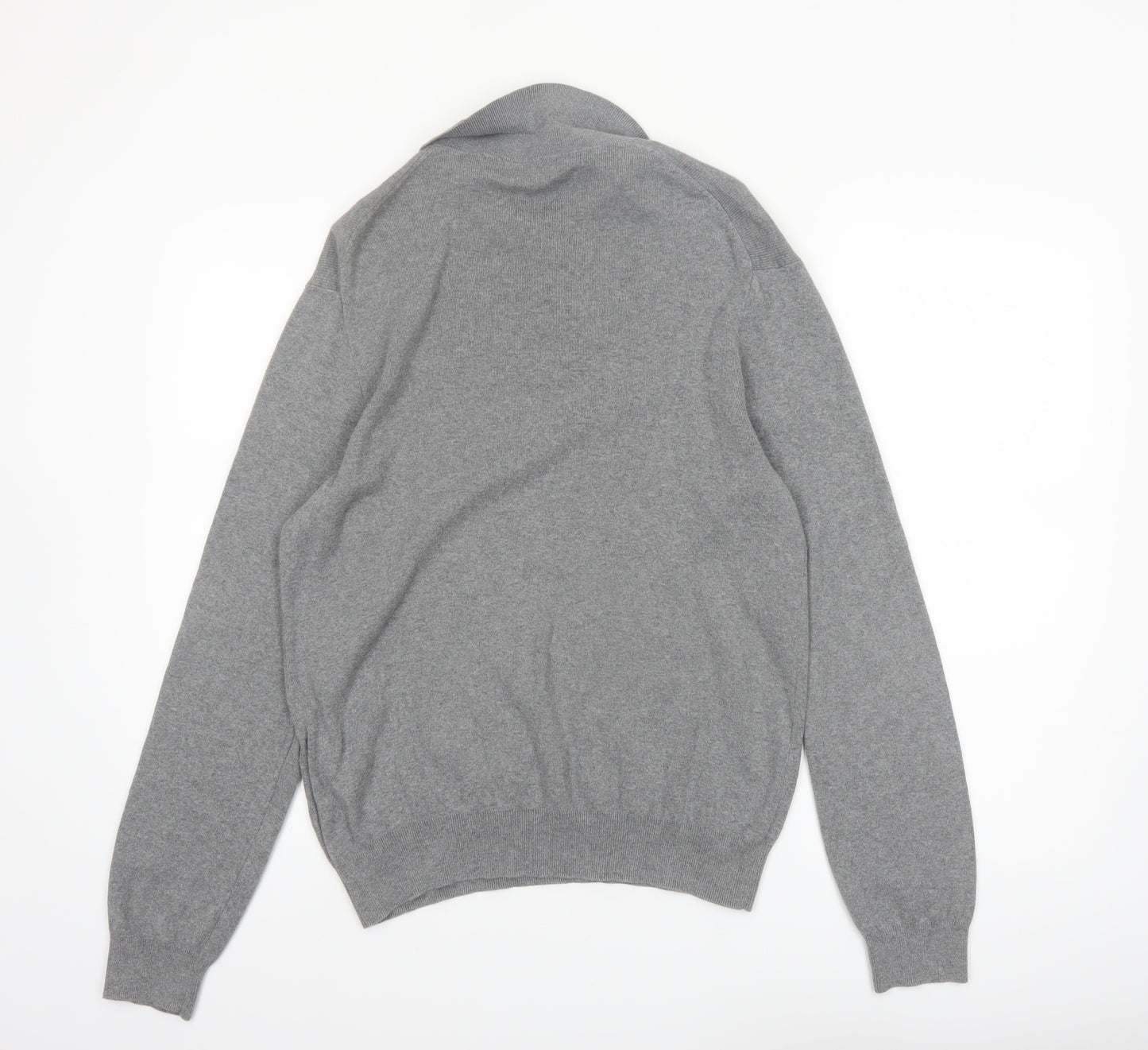 Polo Ralph Lauren Men's Grey Cotton Collared Pullover Jumper M