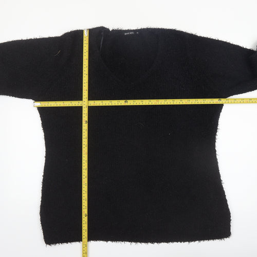 Brave Soul Women's Black V-Neck Long Sleeve Pullover Jumper Size 22