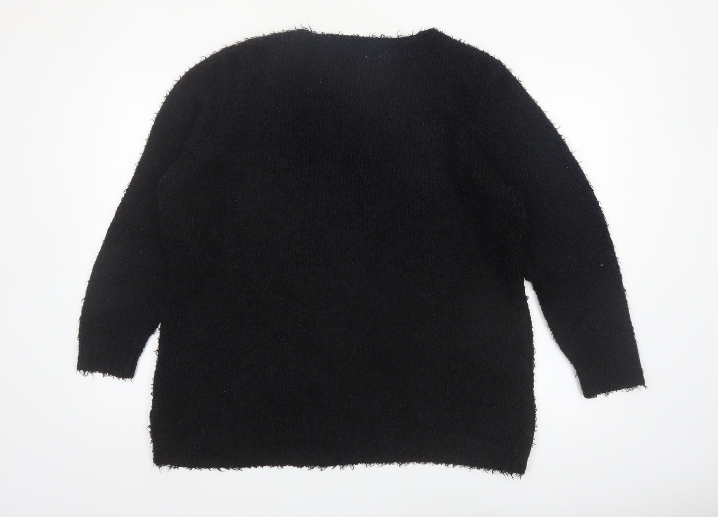 Brave Soul Women's Black V-Neck Long Sleeve Pullover Jumper Size 22