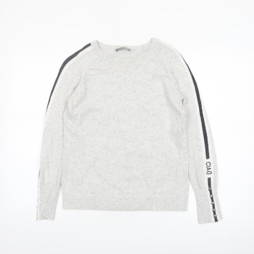 Mint Velvet Womens Grey Crew Neck Long Sleeve Pullover Jumper S