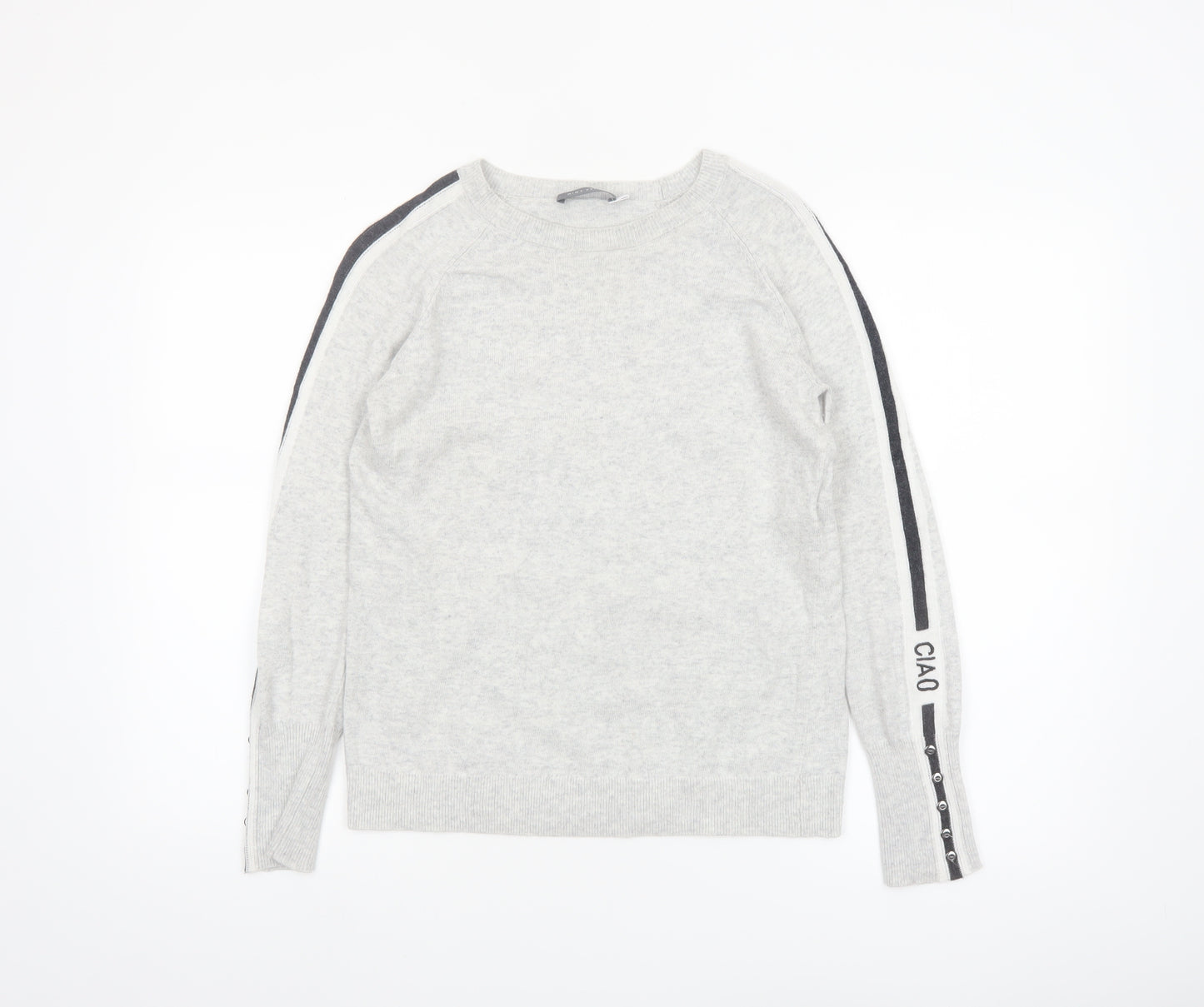 Mint Velvet Womens Grey Crew Neck Long Sleeve Pullover Jumper S