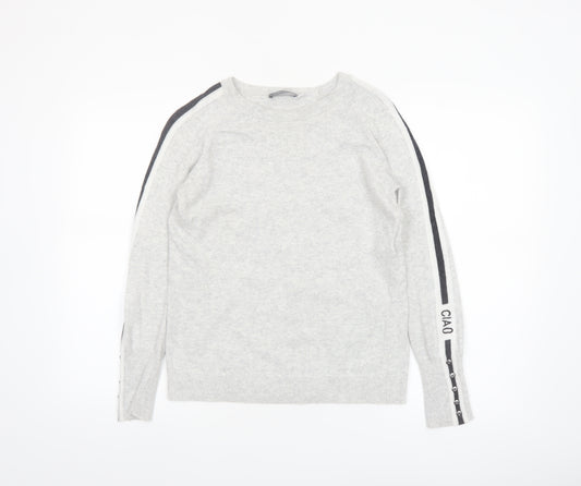 Mint Velvet Womens Grey Crew Neck Long Sleeve Pullover Jumper S