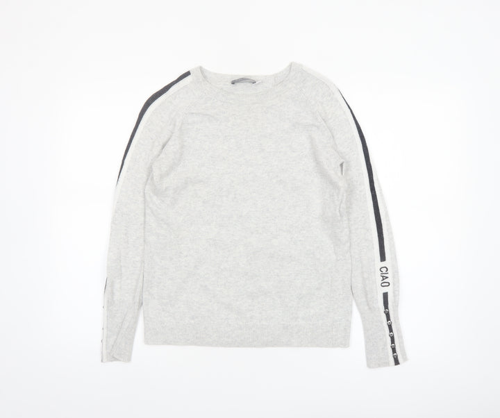 Mint Velvet Womens Grey Crew Neck Long Sleeve Pullover Jumper S