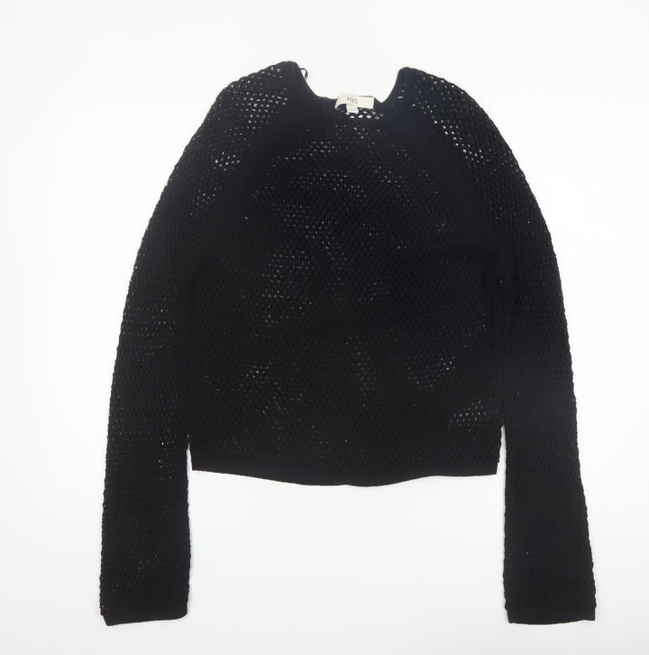 Marks and Spencer Women's Black Open-Knit Cotton Jumper Size S