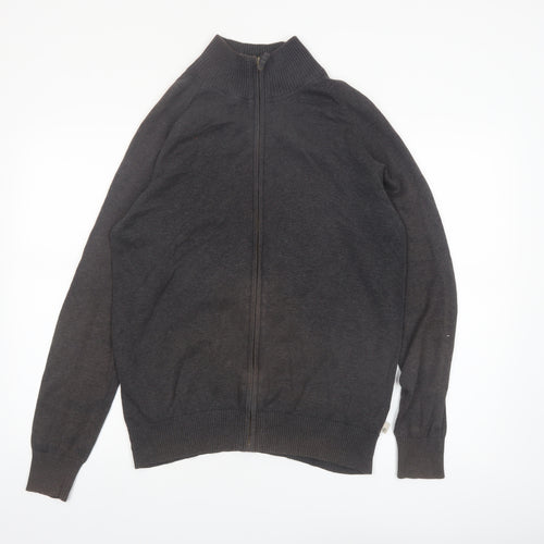 Timberland Men Grey Cotton Full Zip High Neck Jumper Size S