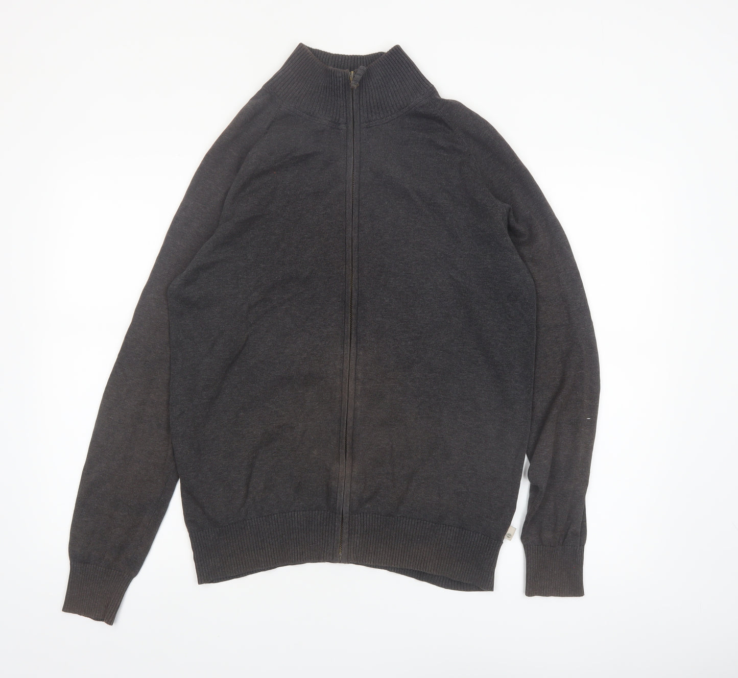 Timberland Men Grey Cotton Full Zip High Neck Jumper Size S