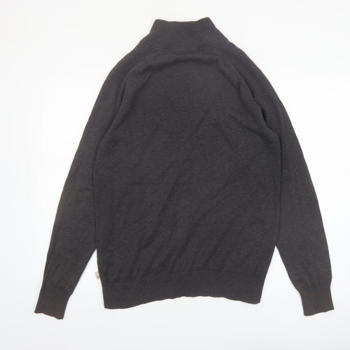 Timberland Men Grey Cotton Full Zip High Neck Jumper Size S