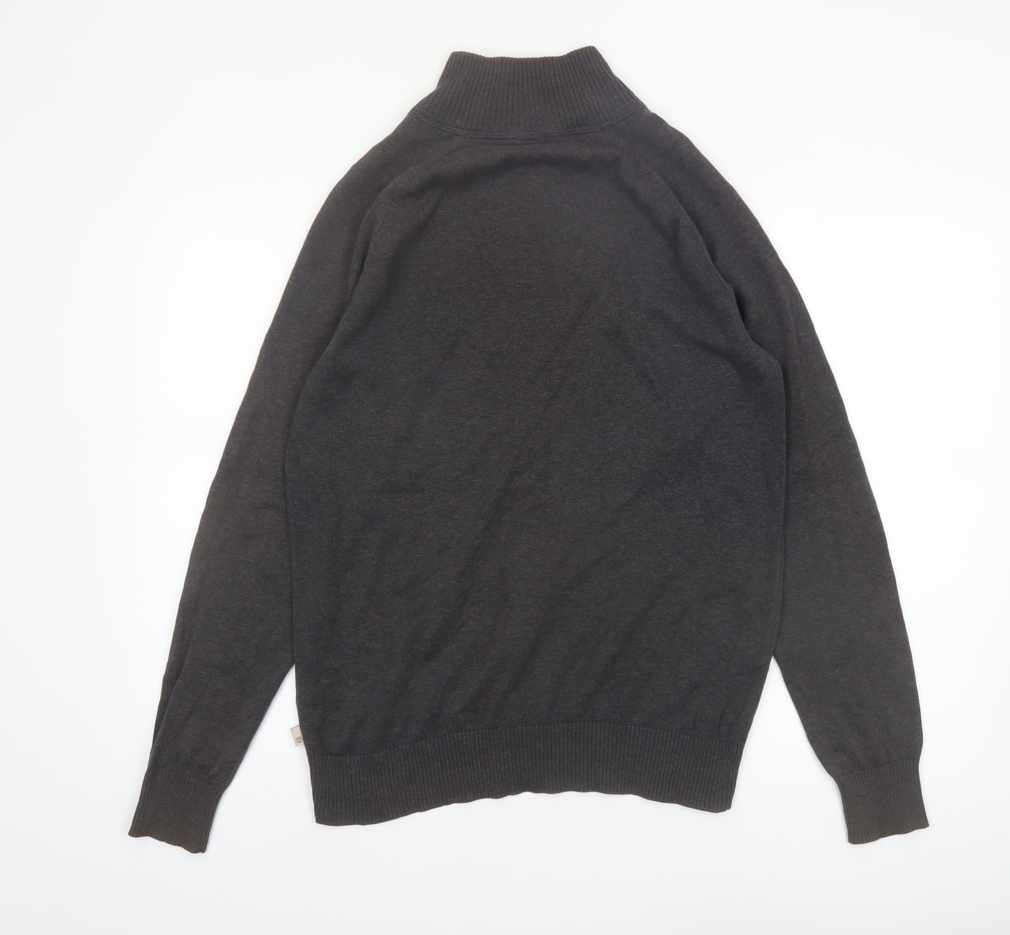Timberland Men Grey Cotton Full Zip High Neck Jumper Size S