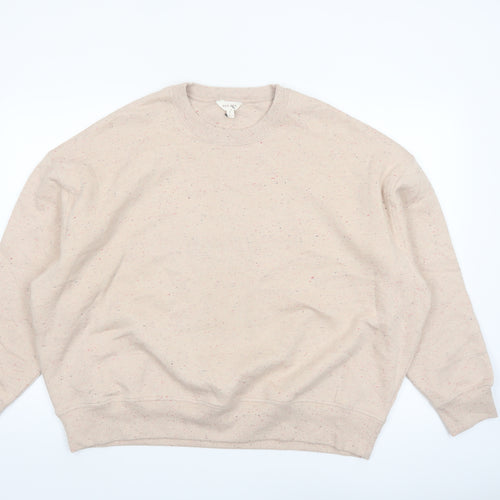 Marks and Spencer Per Una Womens Beige Cotton Blend Crew Neck Sweatshirt Size L