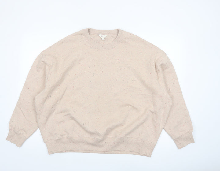 Marks and Spencer Per Una Womens Beige Cotton Blend Crew Neck Sweatshirt Size L