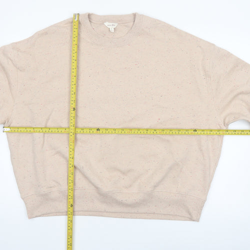 Marks and Spencer Per Una Womens Beige Cotton Blend Crew Neck Sweatshirt Size L