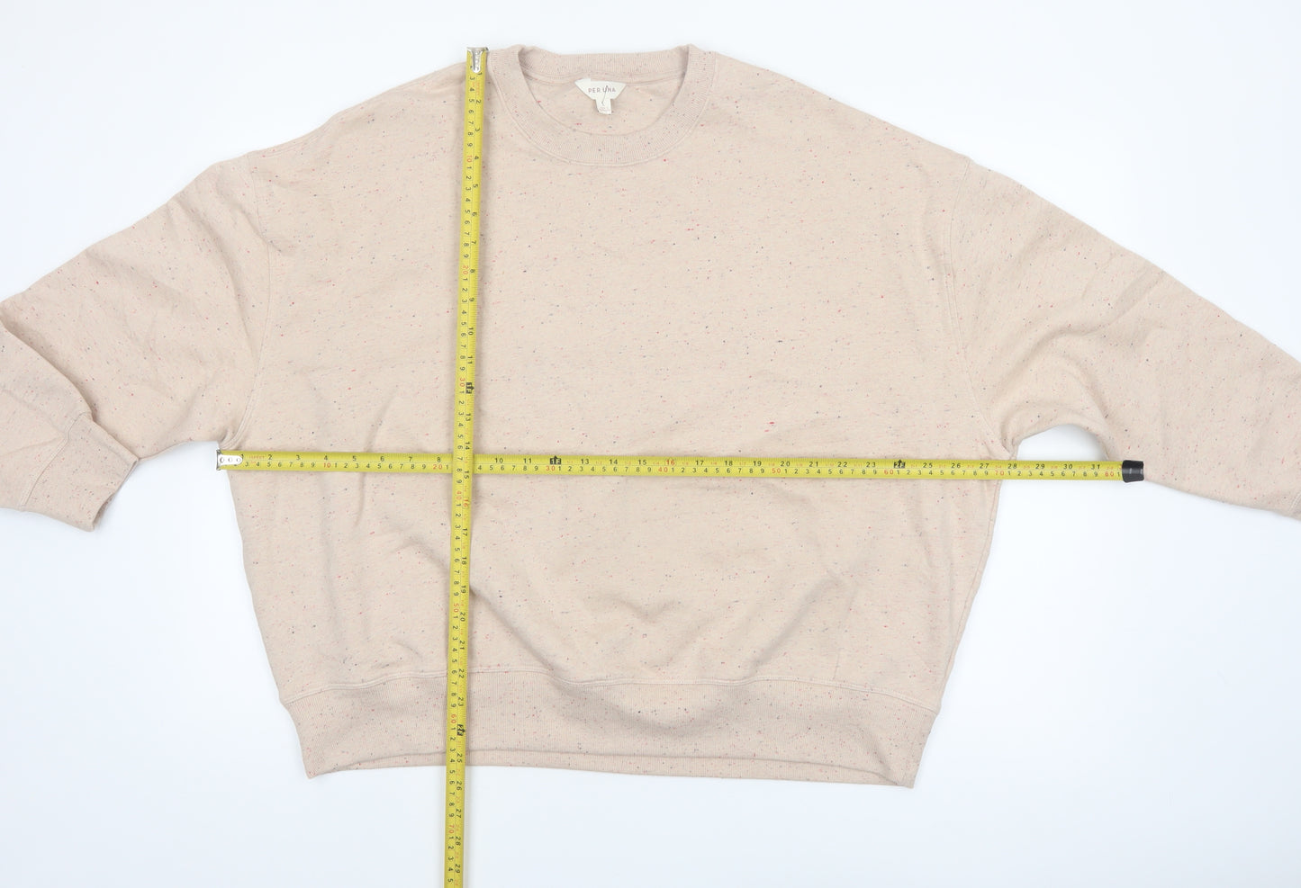 Marks and Spencer Per Una Womens Beige Cotton Blend Crew Neck Sweatshirt Size L
