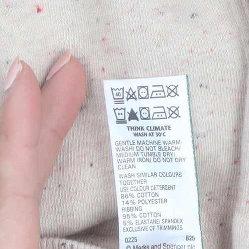 Marks and Spencer Per Una Womens Beige Cotton Blend Crew Neck Sweatshirt Size L