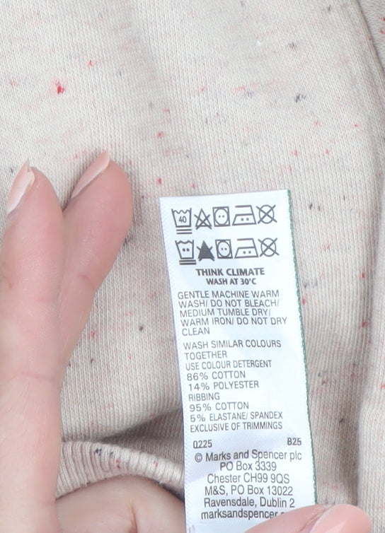 Marks and Spencer Per Una Womens Beige Cotton Blend Crew Neck Sweatshirt Size L