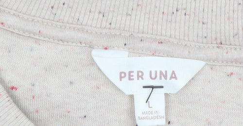 Marks and Spencer Per Una Womens Beige Cotton Blend Crew Neck Sweatshirt Size L