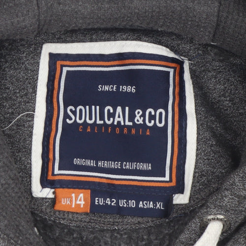 SoulCal & Co Women’s Grey Full Zip Hoodie Size 14 Cotton Blend