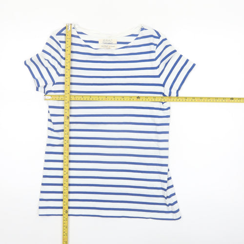 Seasalt Women Blue Striped Organic Cotton Sailor T-Shirt Size 8
