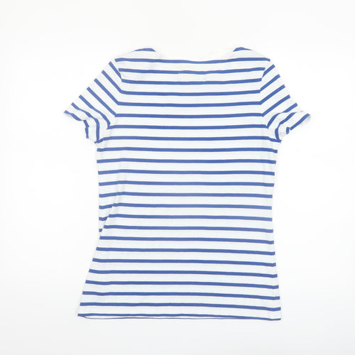 Seasalt Women Blue Striped Organic Cotton Sailor T-Shirt Size 8