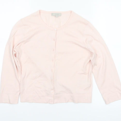 Hobbs Women’s Pink Cotton Silk Cardigan Small Classic Long Sleeve