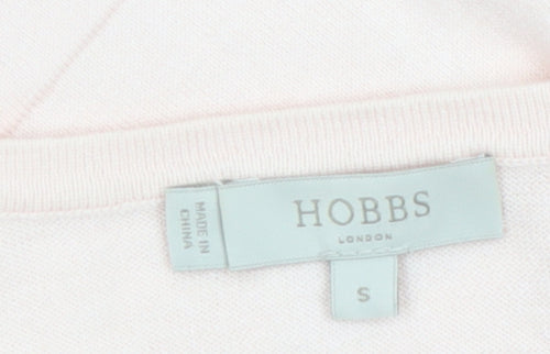 Hobbs Women’s Pink Cotton Silk Cardigan Small Classic Long Sleeve