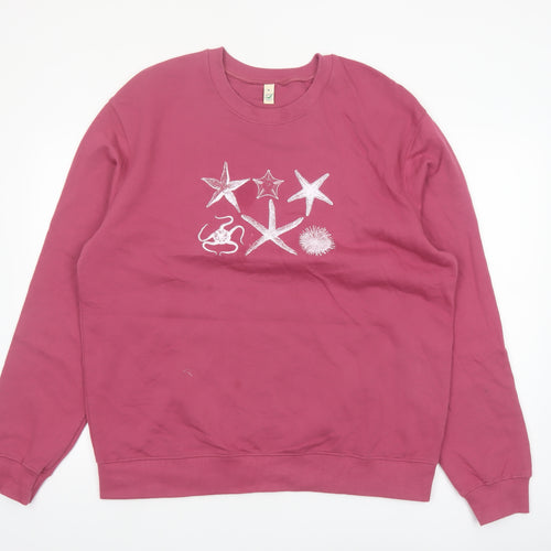 Earth Positive Women's Pink Crew Neck Organic Cotton Sweatshirt XL