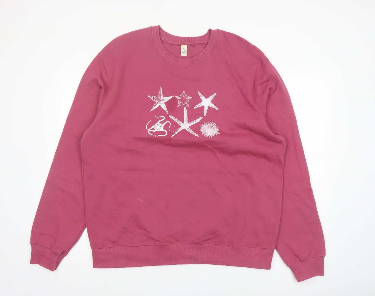 Earth Positive Women's Pink Crew Neck Organic Cotton Sweatshirt XL
