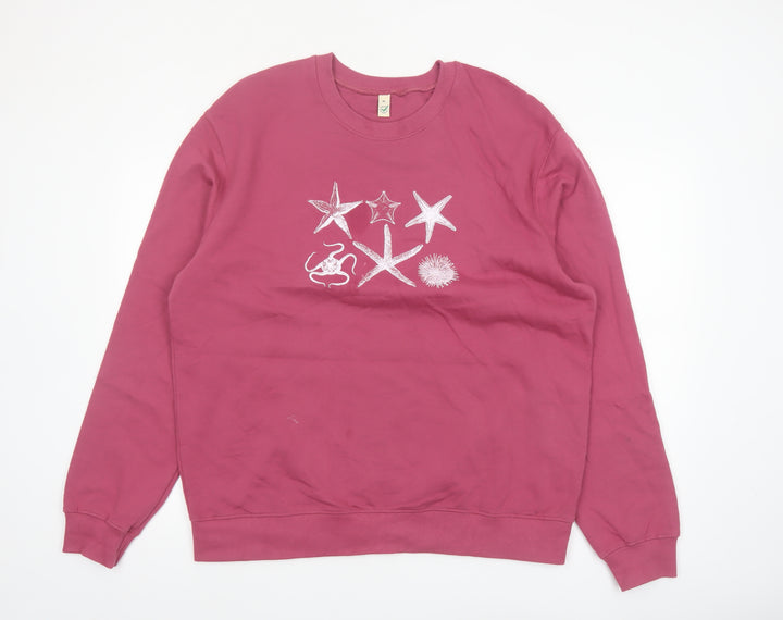 Earth Positive Women's Pink Crew Neck Organic Cotton Sweatshirt XL