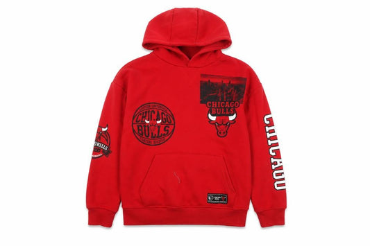 NBA Boys Red Chicago Bulls Pullover Hoodie 9-10 Years Cotton Blend