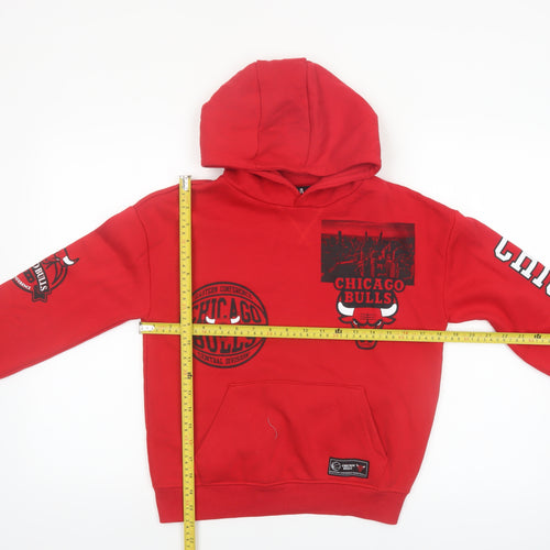 NBA Boys Red Chicago Bulls Pullover Hoodie 9-10 Years Cotton Blend