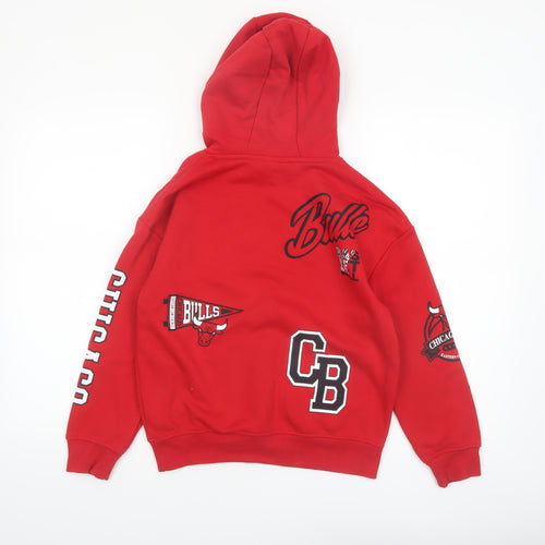 NBA Boys Red Chicago Bulls Pullover Hoodie 9-10 Years Cotton Blend