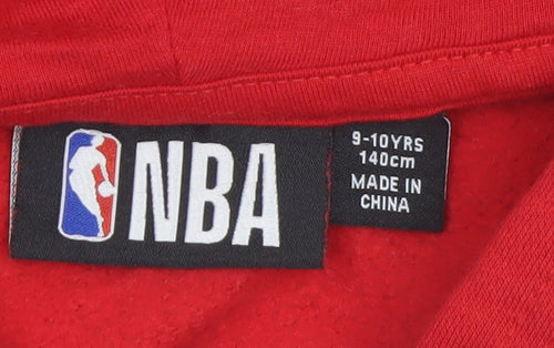 NBA Boys Red Chicago Bulls Pullover Hoodie 9-10 Years Cotton Blend