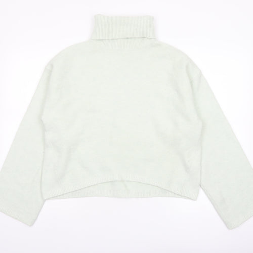 Bershka Women Ivory Roll Neck Knit Jumper Size 8 Regular Fit