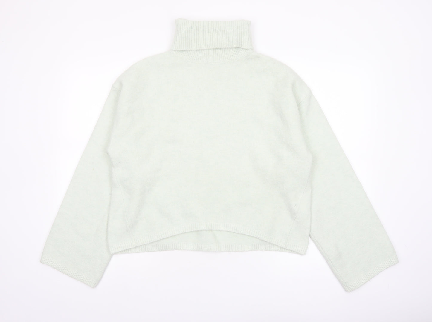 Bershka Women Ivory Roll Neck Knit Jumper Size 8 Regular Fit
