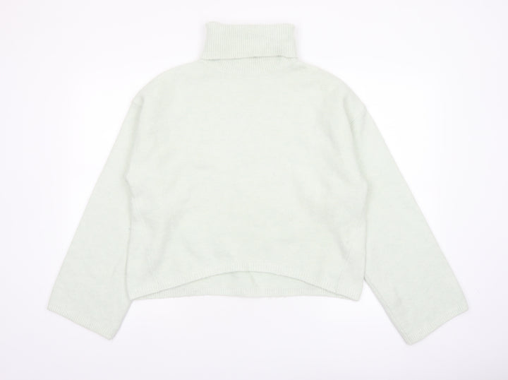 Bershka Women Ivory Roll Neck Knit Jumper Size 8 Regular Fit