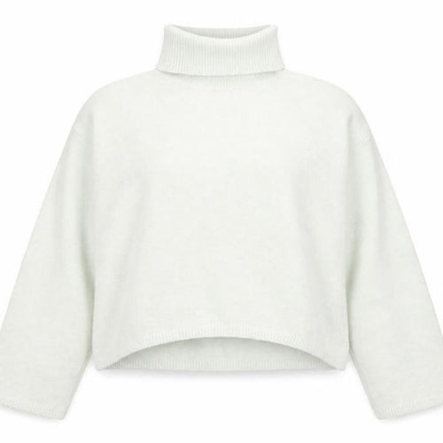 Bershka Women Ivory Roll Neck Knit Jumper Size 8 Regular Fit