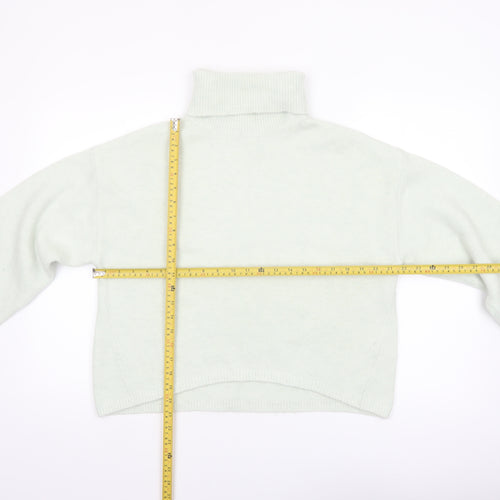 Bershka Women Ivory Roll Neck Knit Jumper Size 8 Regular Fit